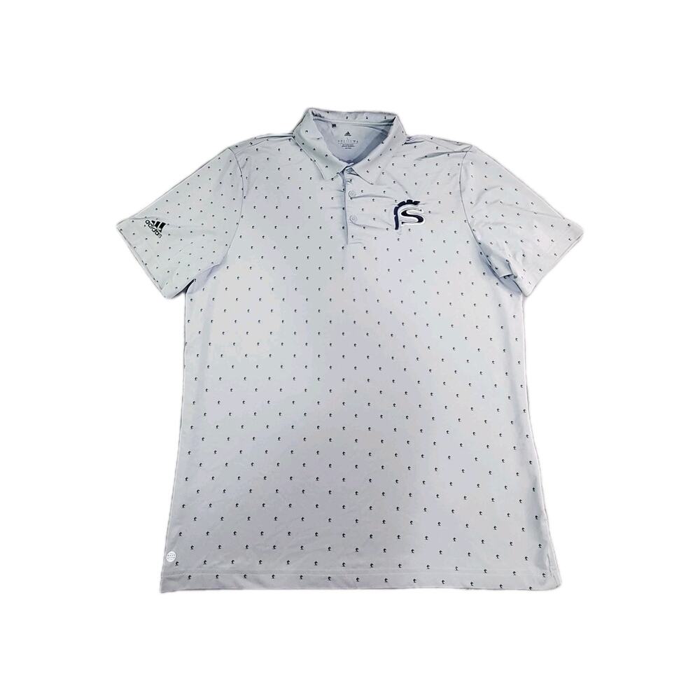 Adidas Golf Polo Shirt Size L Short Sleeve Gray AOP Mens C17